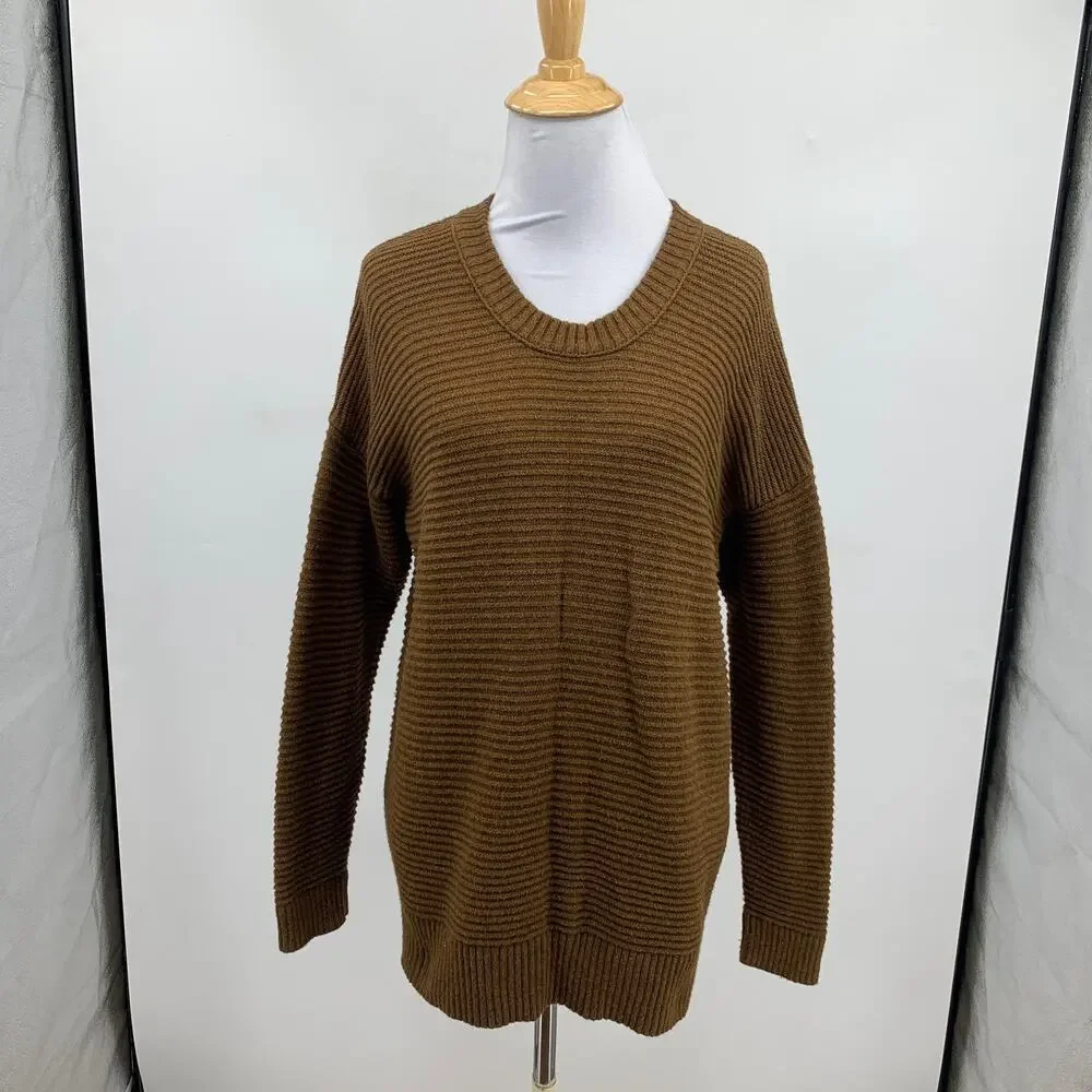 Madewell Sweater Womens S Small Brown Plus Greensboro Button Back Textured Tunic
